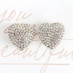 Crystal Pave Heart Clip-On Earrings